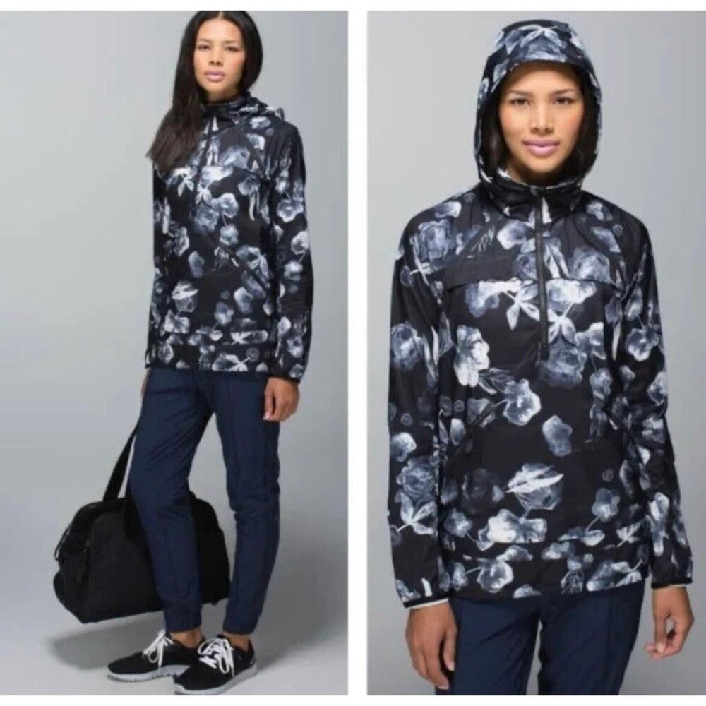 Lululemon Women's Black White Miss Misty Pullover Rain Jacket Size 6